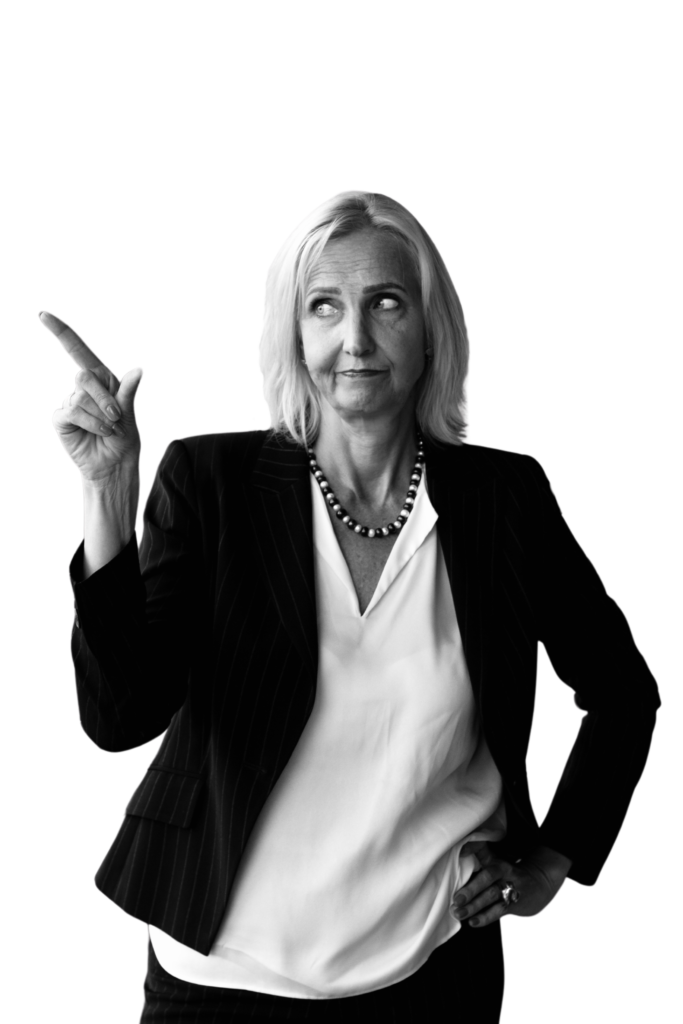 woman standing, finger, business strategist, AI automation course